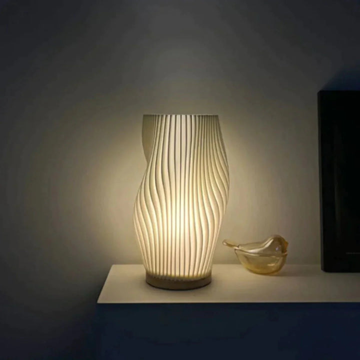 Serene Wavecrest Lamp | Modern Wave-Shaped Table Lamp | Dimmable LED &amp; USB Connection