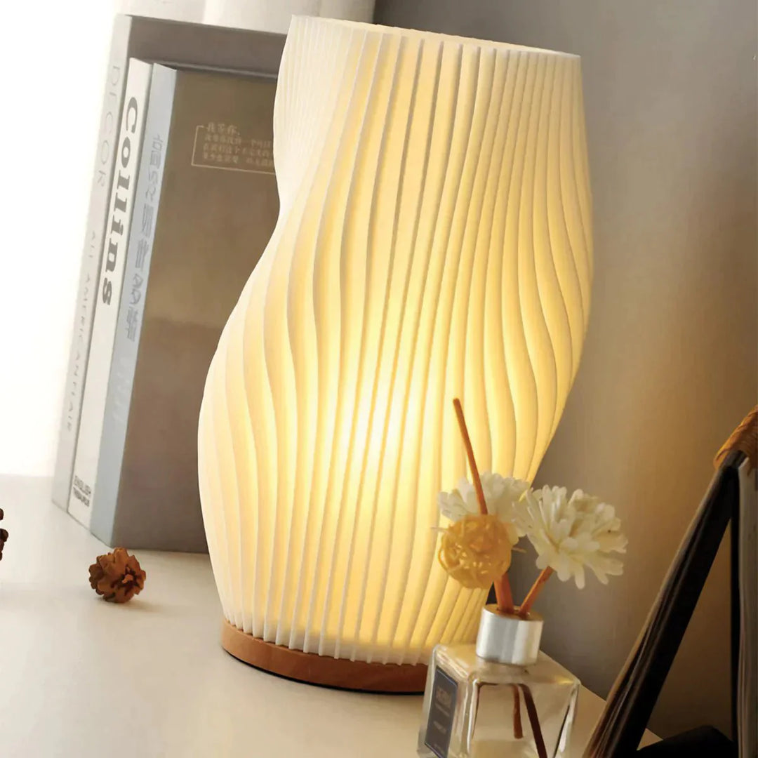 Serene Wavecrest Lamp | Modern Wave-Shaped Table Lamp | Dimmable LED &amp; USB Connection
