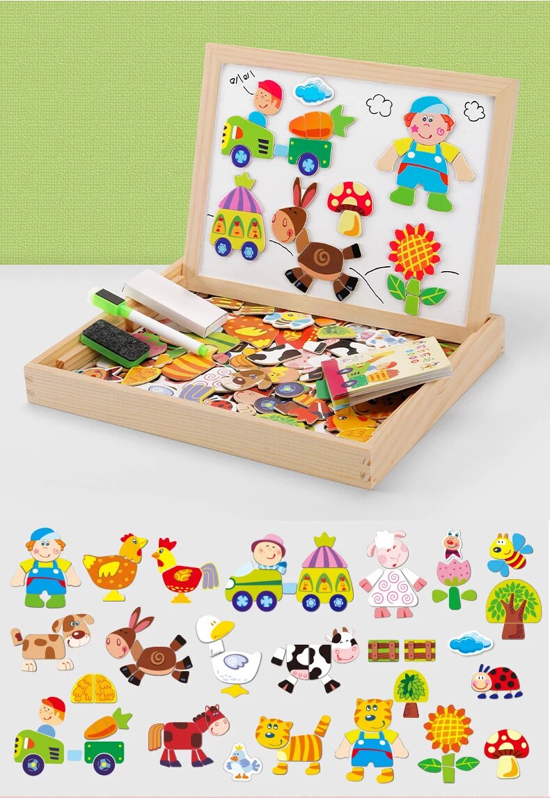 PlayWood™ | Wooden Magnetic Chalkboard | Double-sided Play &amp; Learn Board