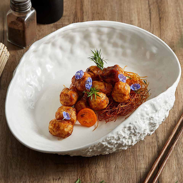 Jumeira Oval Bowl | Luxury Ceramic Bowl with Natural Stone Pattern