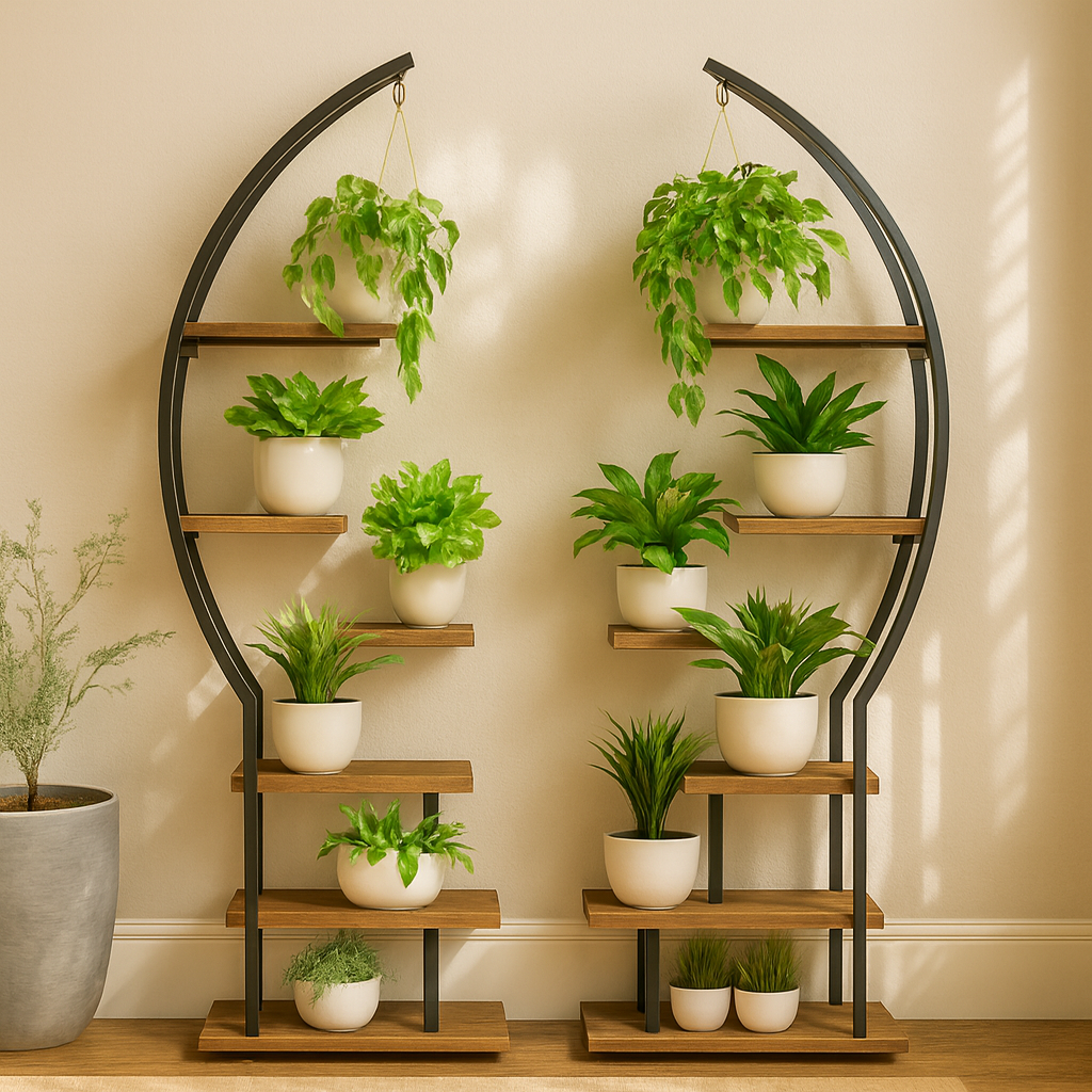 Half Moon Plant Stand | 7 Tiers | With Adjustable Grow Lights