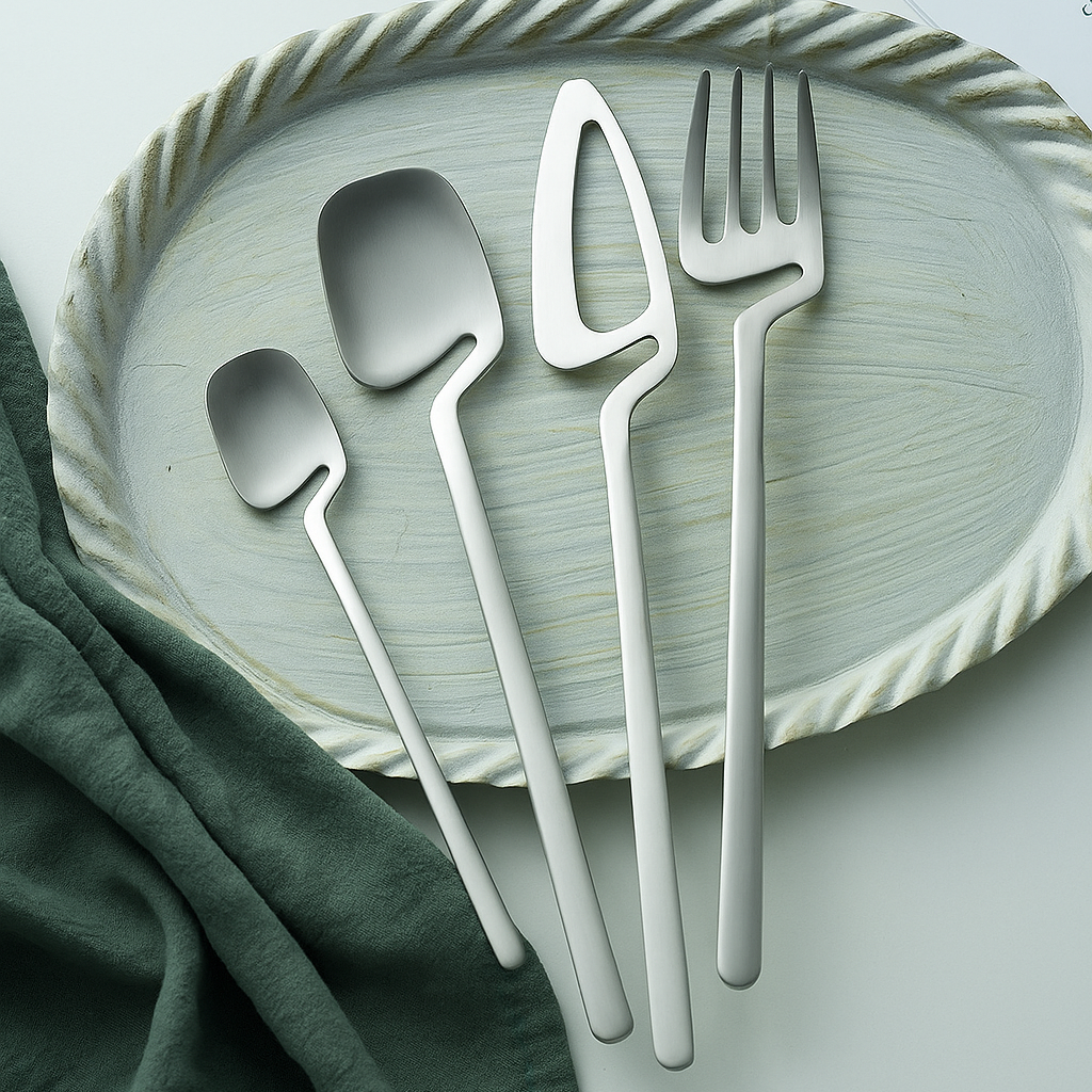 Milano Cutlery Set | Modern Stainless Steel Cutlery in Gold, Silver, or Black (4, 16, or 32-piece)