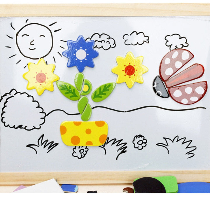 PlayWood™ | Wooden Magnetic Chalkboard | Double-sided Play &amp; Learn Board