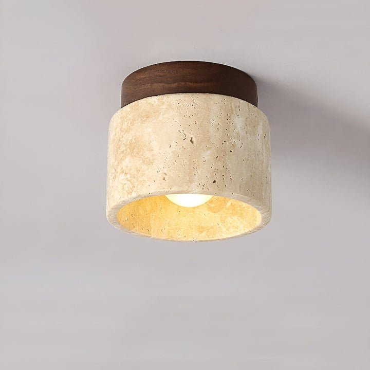 LumiStone Glow | Japandi Wall Lamp with Wooden Details