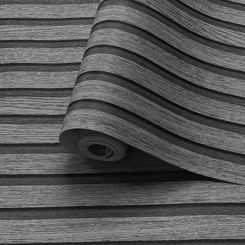 Pannelli Legno Nero | Self-adhesive PVC Wallpaper Dark Gray Striped