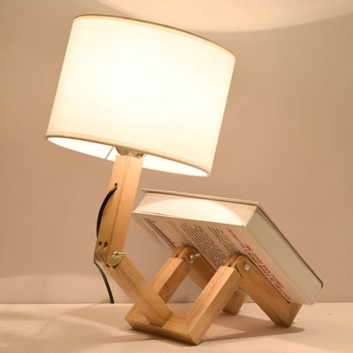 WoodMan™ Flexible Wooden Table Lamp | Bendable Design &amp; Book Stand