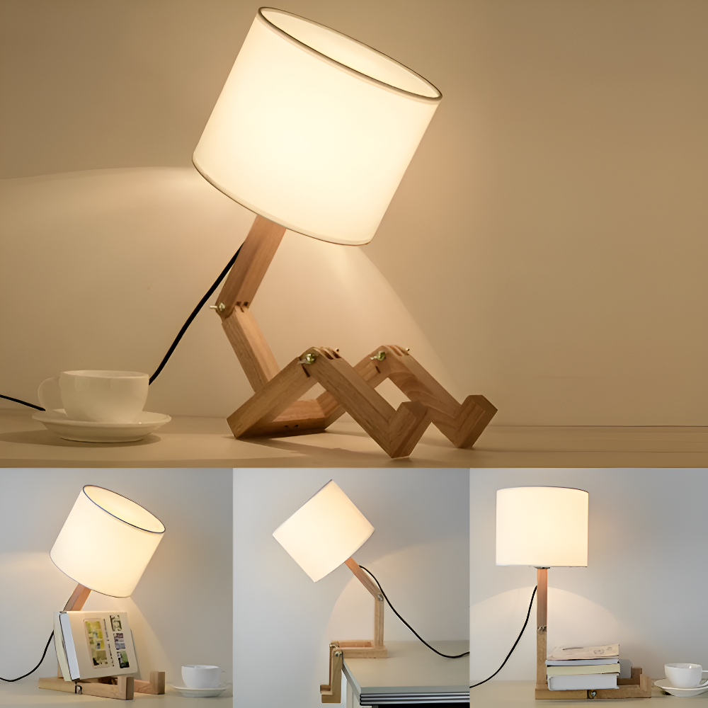 WoodMan™ Flexible Wooden Table Lamp | Bendable Design &amp; Book Stand