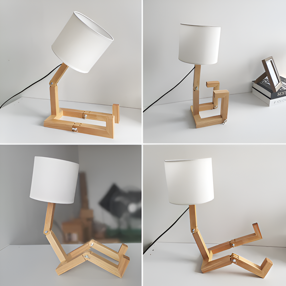 WoodMan™ Flexible Wooden Table Lamp | Bendable Design &amp; Book Stand