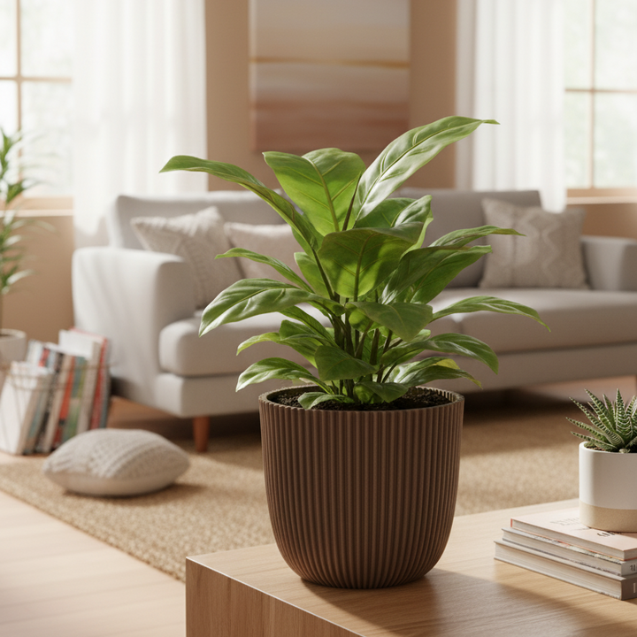 Sustainable Flower Pot Made of Natural Materials – Warm Taupe | Diameter 17 cm