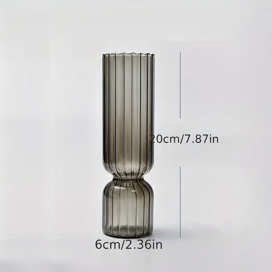 Stylish Ribbed Glass Vase | Hydroponic &amp; Decorative Vase | 3 Unique Variants