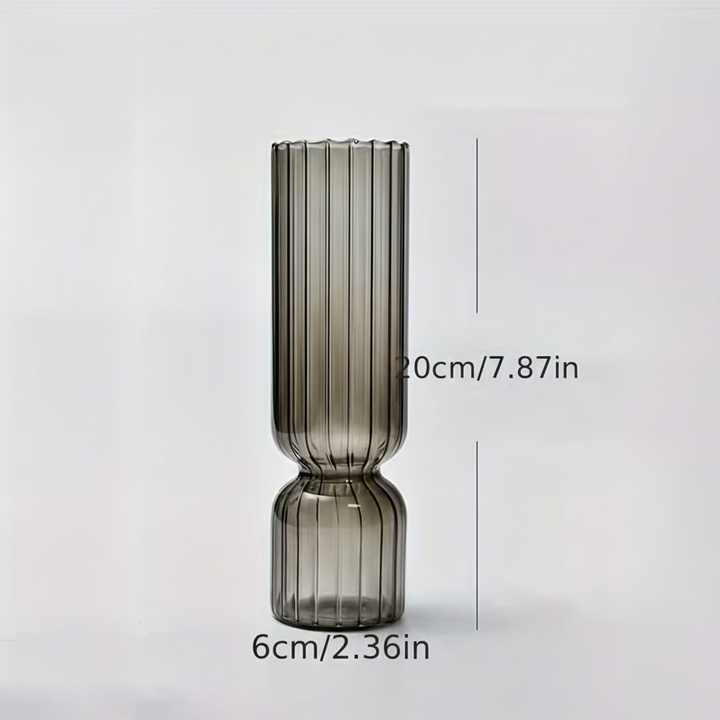 Stylish Ribbed Glass Vase | Hydroponic &amp; Decorative Vase | 3 Unique Variants