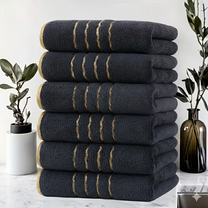 Luxury Bathroom Set | 6-Piece Gold Towel Set | Modern &amp; Colorfast Design
