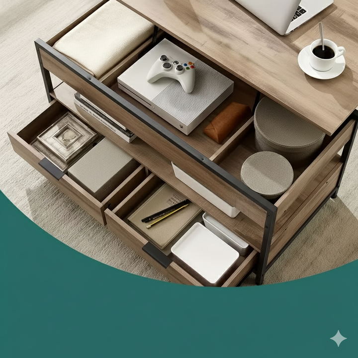 Modern Farmhouse Coffee Table | Lift-Top Design with Storage Drawers