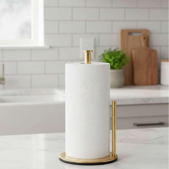 Stainless Steel Kitchen Roll Holder | Heavy-Duty Freestanding Kitchen Roll Dispenser with Stable Base
