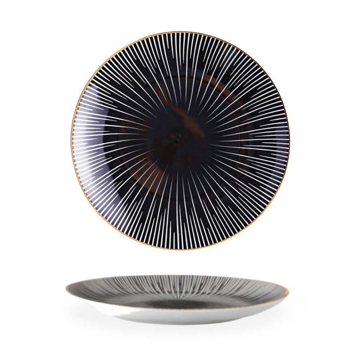 GeoChic | Geometric Porcelain Plates – Modern Design with Gold Accents