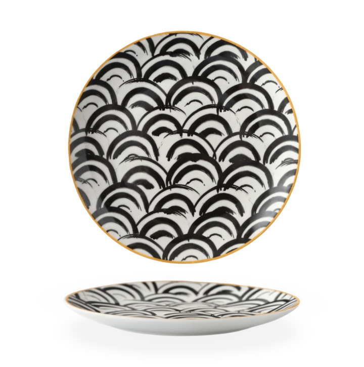 GeoChic | Geometric Porcelain Plates – Modern Design with Gold Accents