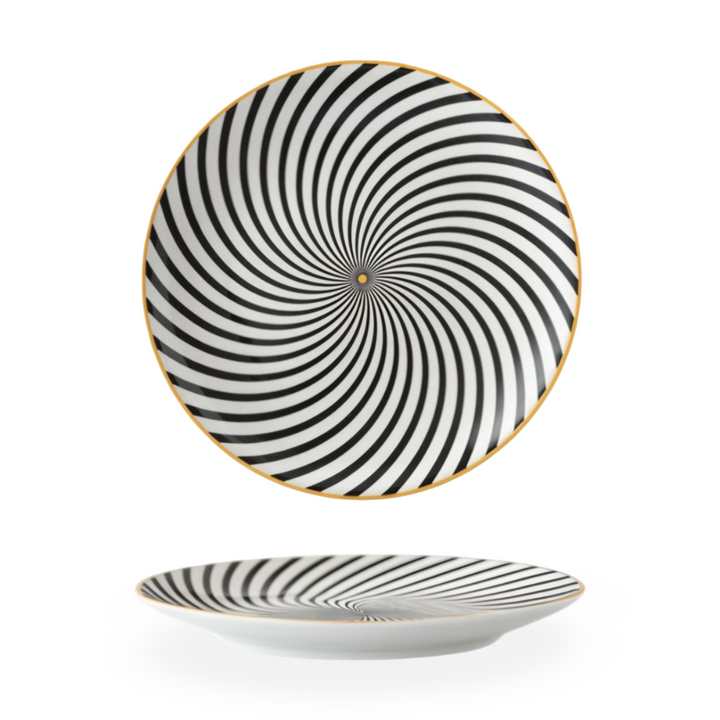 GeoChic | Geometric Porcelain Plates – Modern Design with Gold Accents