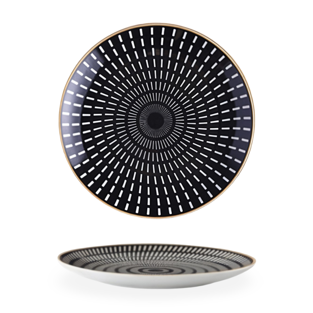 GeoChic | Geometric Porcelain Plates – Modern Design with Gold Accents