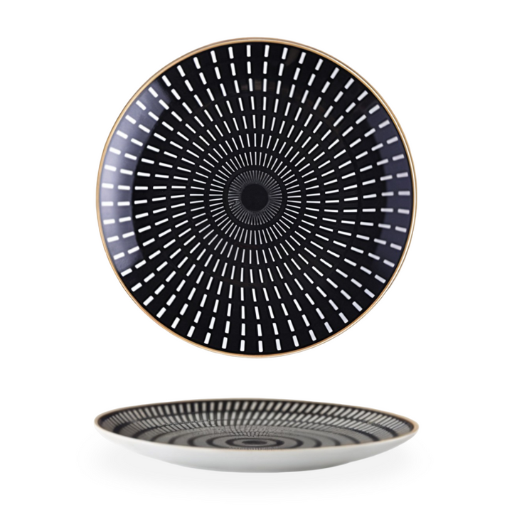 GeoChic | Geometric Porcelain Plates – Modern Design with Gold Accents