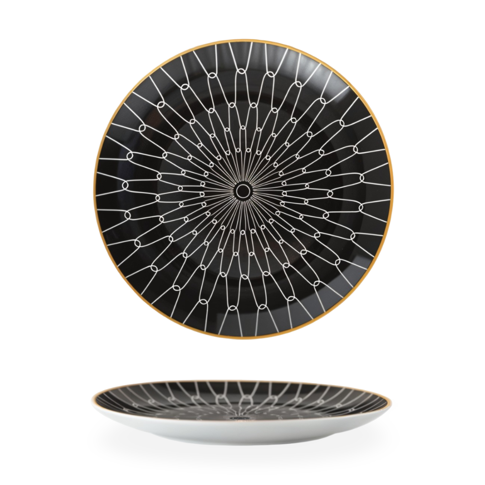 GeoChic | Geometric Porcelain Plates – Modern Design with Gold Accents