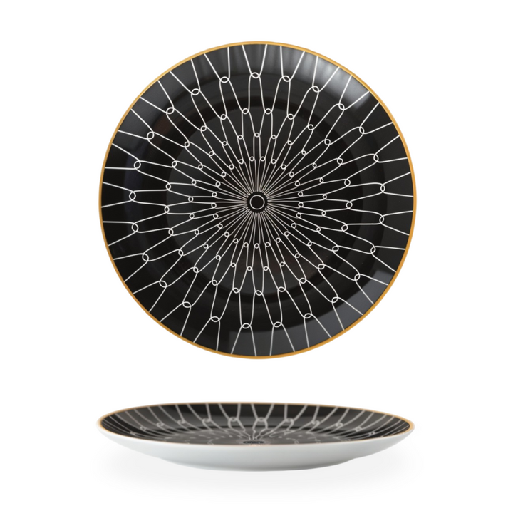 GeoChic | Geometric Porcelain Plates – Modern Design with Gold Accents