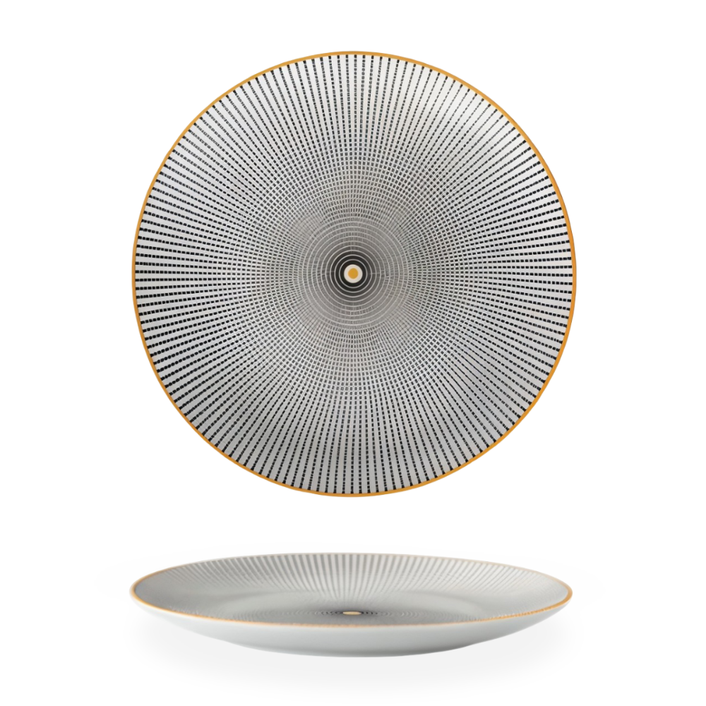 GeoChic | Geometric Porcelain Plates – Modern Design with Gold Accents