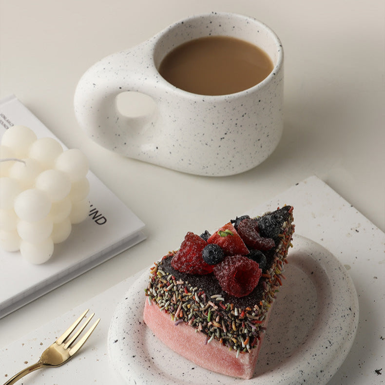 Japandi Handmade Porcelain Set | Minimalist Geometric Design | Cup &amp; Saucer