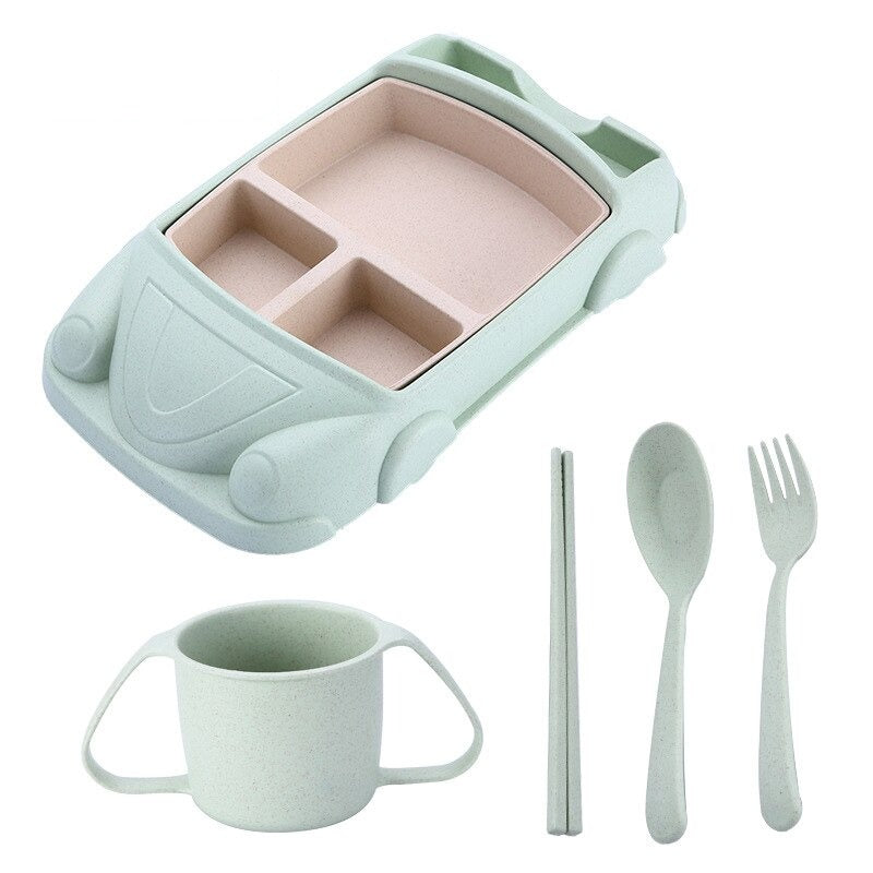 AutoBento™ Kids Lunchbox | Complete Lunch Set with Cup, Cutlery &amp; Car Shape