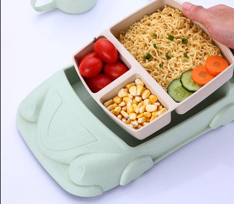 AutoBento™ Kids Lunchbox | Complete Lunch Set with Cup, Cutlery &amp; Car Shape
