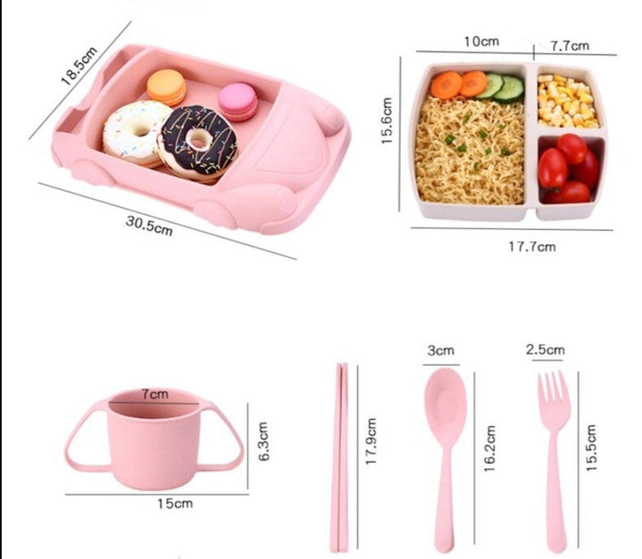 AutoBento™ Kids Lunchbox | Complete Lunch Set with Cup, Cutlery &amp; Car Shape