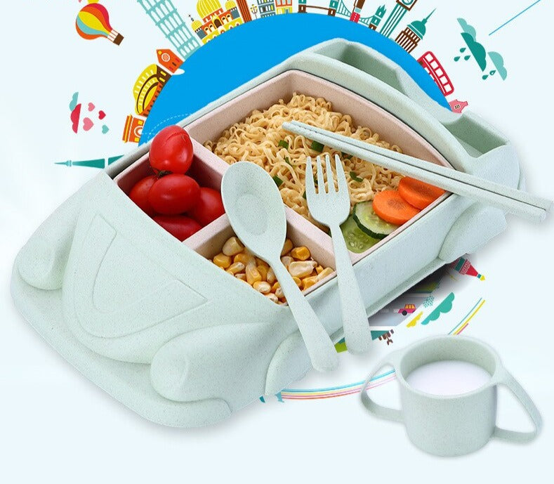 AutoBento™ Kids Lunchbox | Complete Lunch Set with Cup, Cutlery &amp; Car Shape