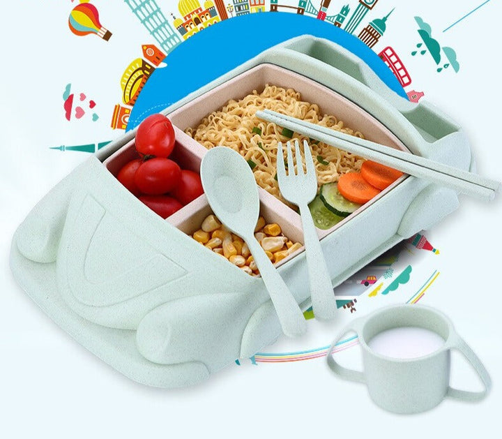 AutoBento™ Kids Lunchbox | Complete Lunch Set with Cup, Cutlery &amp; Car Shape