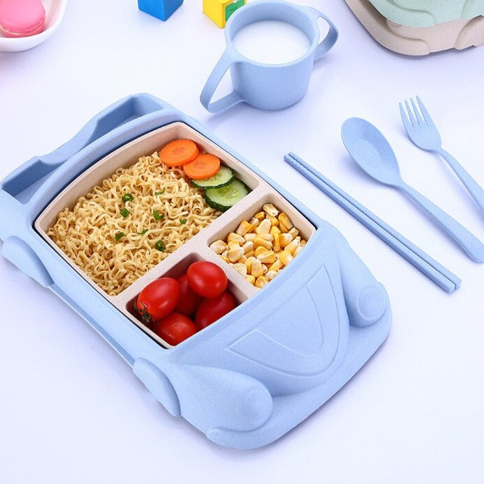 AutoBento™ Kids Lunchbox | Complete Lunch Set with Cup, Cutlery &amp; Car Shape