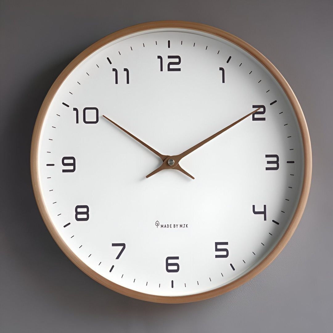 EleQuartz | Minimalist Wooden Wall Clock – Silent Quartz Clock in Scandinavian Design