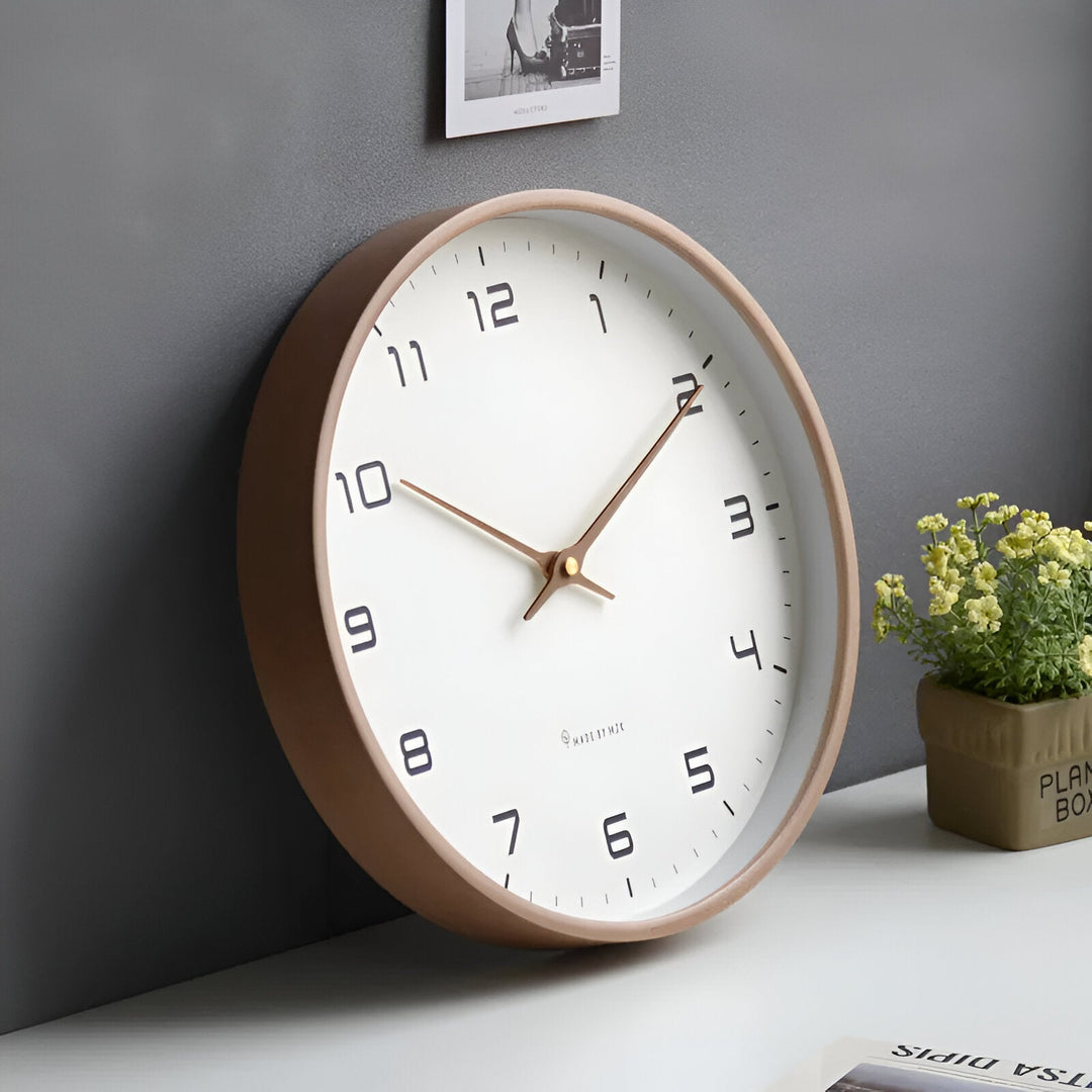 EleQuartz | Minimalist Wooden Wall Clock – Silent Quartz Clock in Scandinavian Design