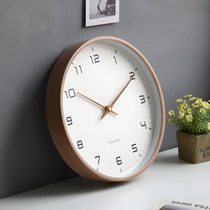 EleQuartz | Minimalist Wooden Wall Clock – Silent Quartz Clock in Scandinavian Design