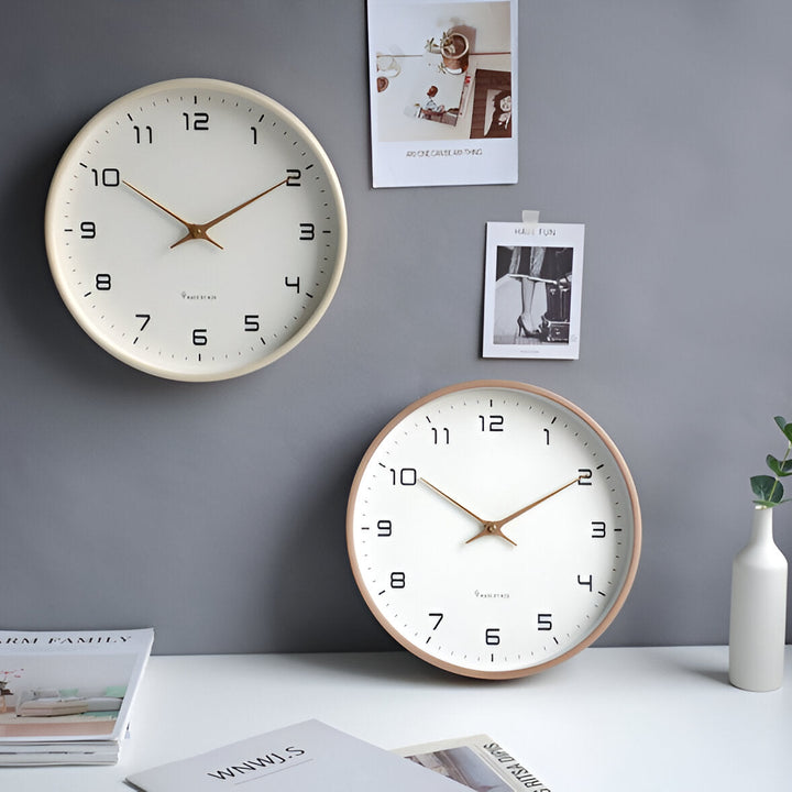 EleQuartz | Minimalist Wooden Wall Clock – Silent Quartz Clock in Scandinavian Design