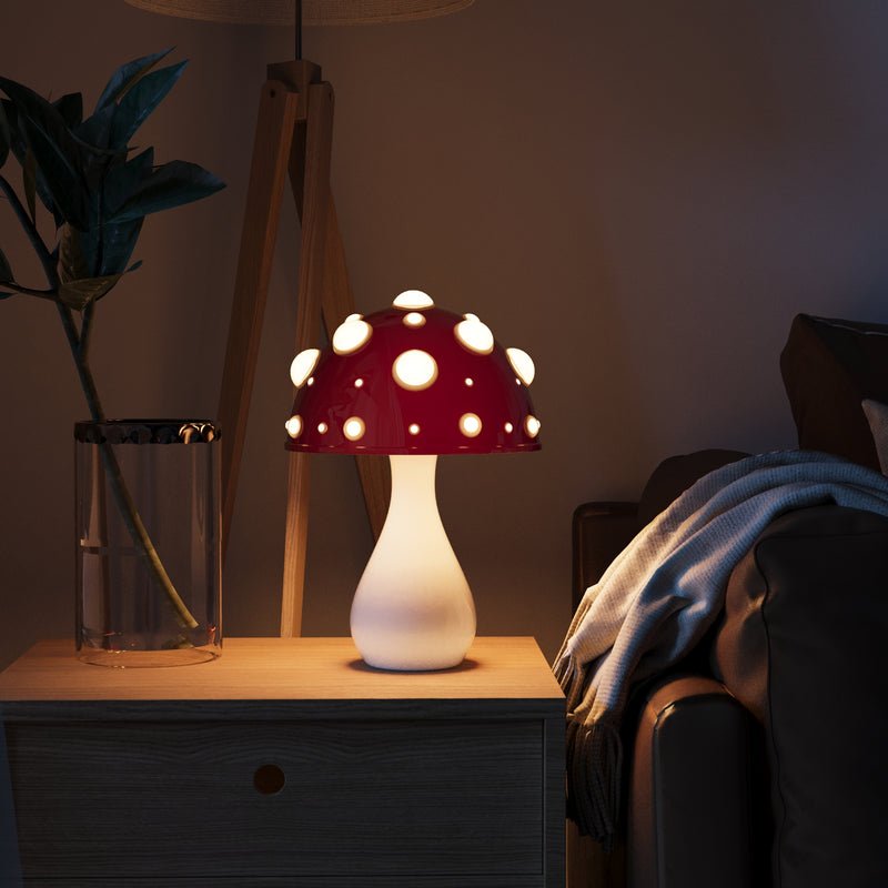 Amanita Table Lamp | Unique Mushroom Lamp | Dimmable LED | Wireless or Wired