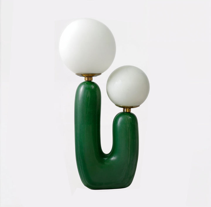 Athenea Table Lamp | U-Shaped Design with Double Light Sphere | Beige or Green