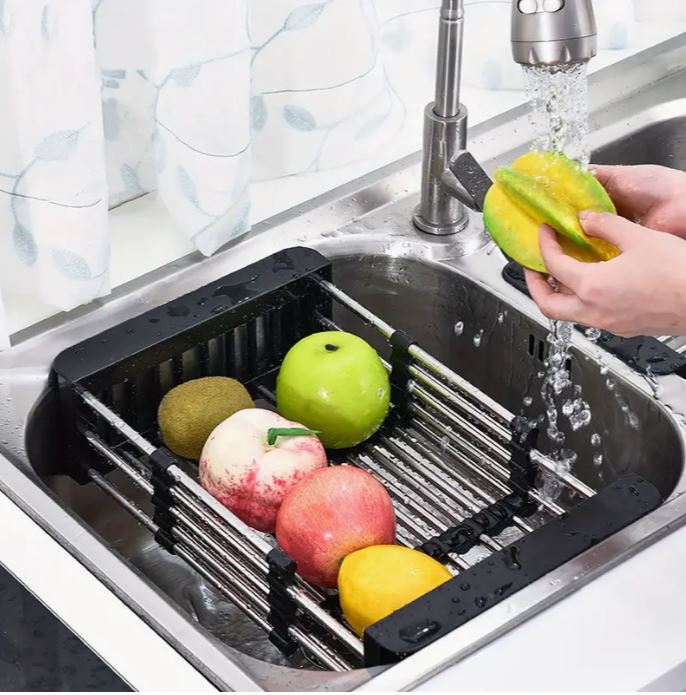 Adjustable stainless steel sink draining rack | Multifunctional kitchen drying rack