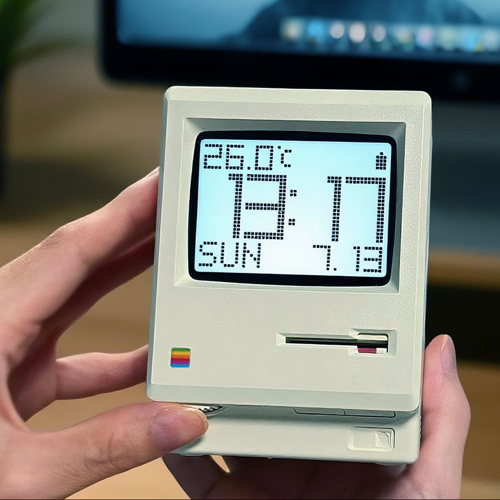 Retro Macintosh Alarm Clock | Vintage Mac-Style Digital Table Clock &amp; Decorative Desktop Ornament