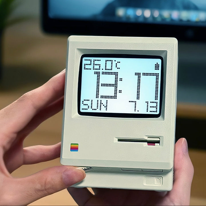 Retro Macintosh Alarm Clock | Vintage Mac-Style Digital Table Clock &amp; Decorative Desktop Ornament