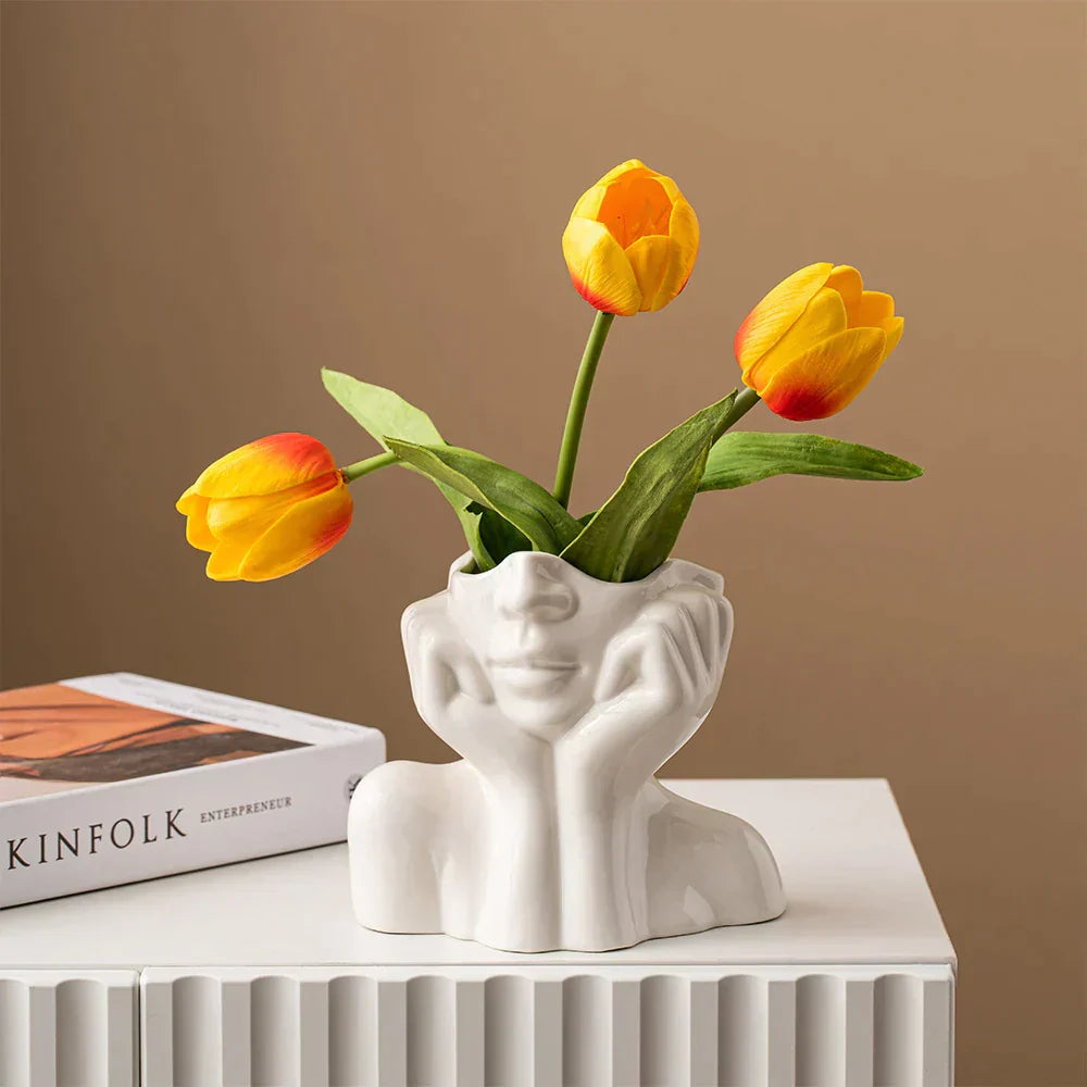 Ceramic Abstract Vase | Modern Design with Face