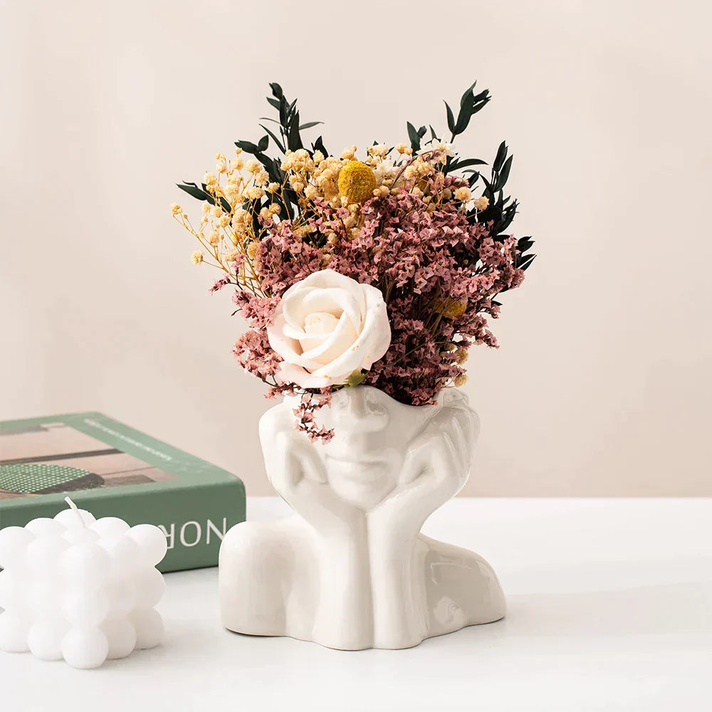 Ceramic Abstract Vase | Modern Design with Face