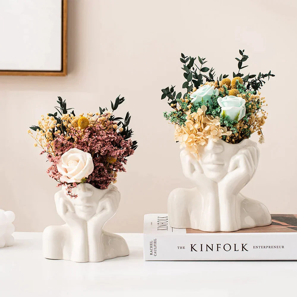 Ceramic Abstract Vase | Modern Design with Face