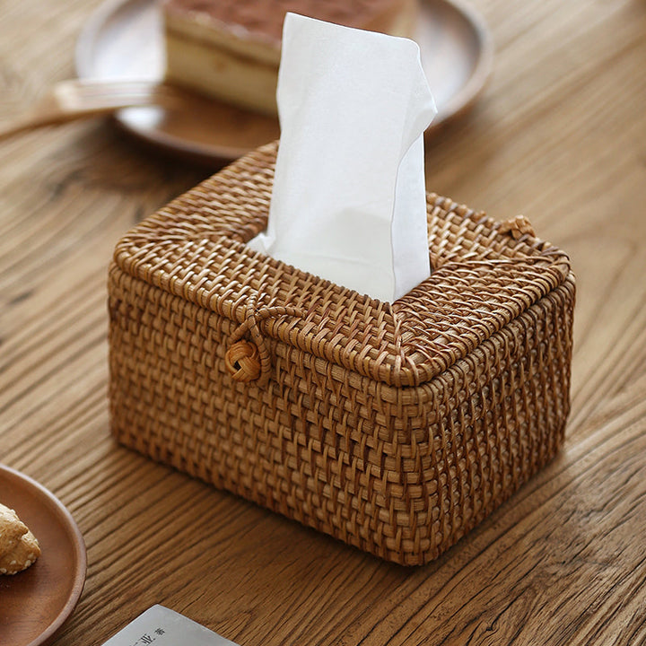 Hand-woven wicker tissue box | Natural Design | 20 x 13 cm