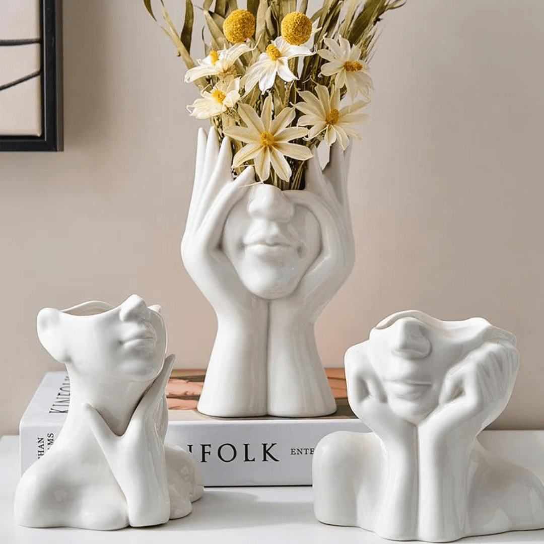 Ceramic Abstract Vase | Modern Design with Face