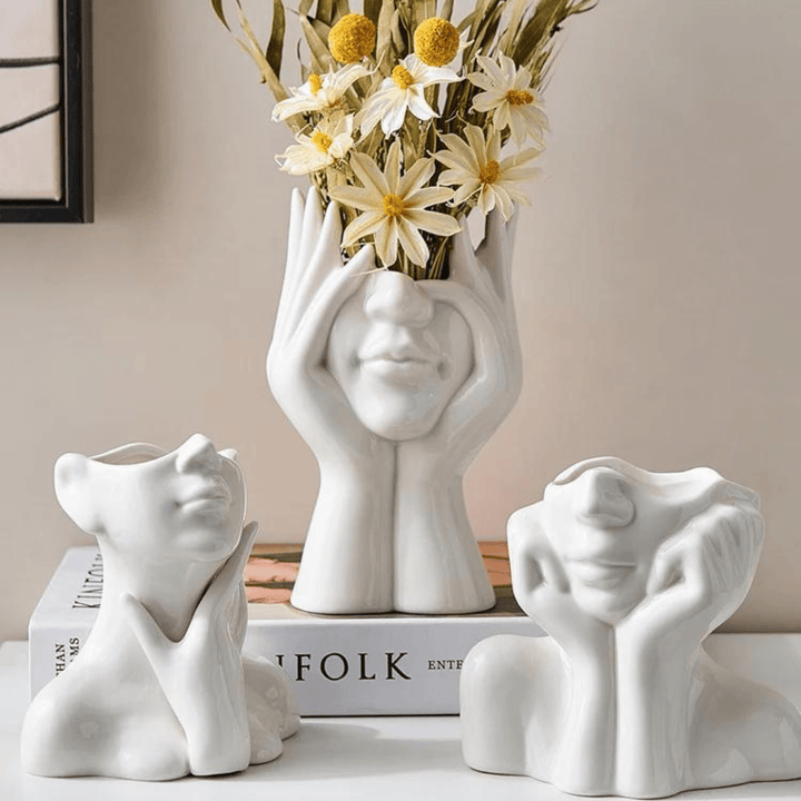 Ceramic Abstract Vase | Modern Design with Face