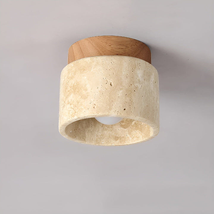 LumiStone Glow | Japandi Wall Lamp with Wooden Details