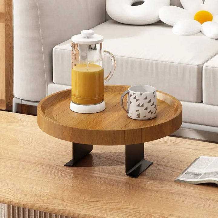 Round Wooden Bench Back Tray | Clip-On &amp; Freestanding